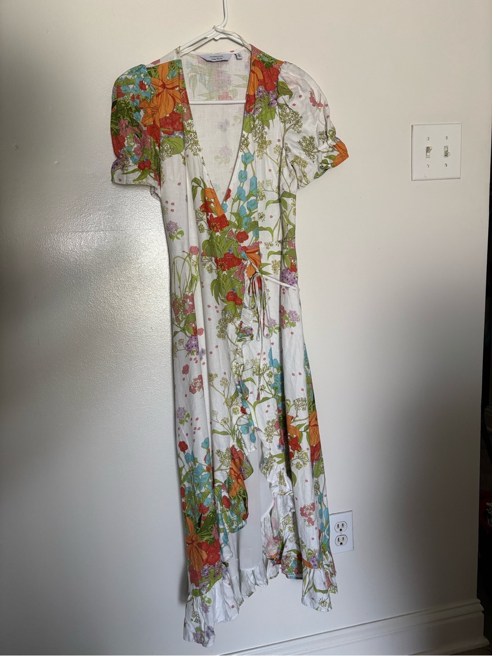 And Other Stories Midi Wrap Dress White Floral